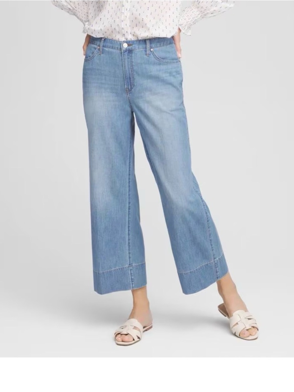 Chicos Size 0 (4) Women’s Wide Cropped Summer Jeans Stretchy